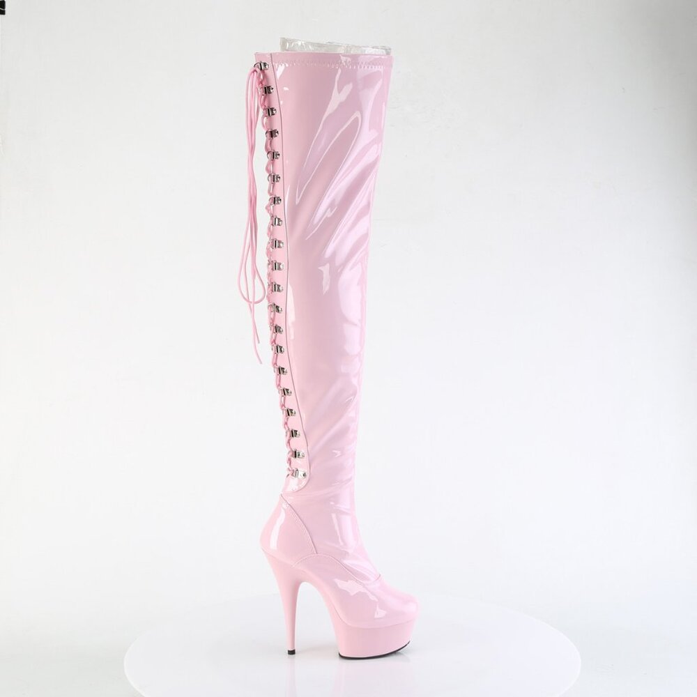 Platform Lace Up Back Thigh High Heel Boots